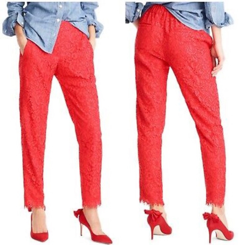 J. Crew red lace pull-on pant
